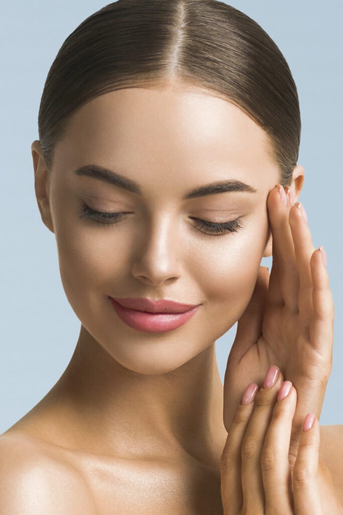 Blepharoplasty patient showing a more open upper eyelid area